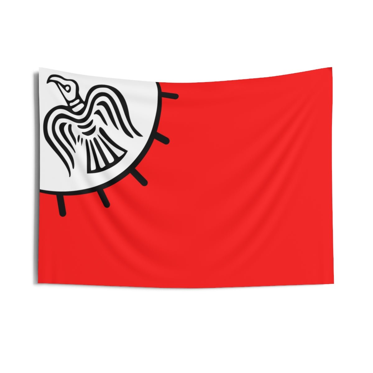 Viking Banner - Black Raven on White background on Red Banner