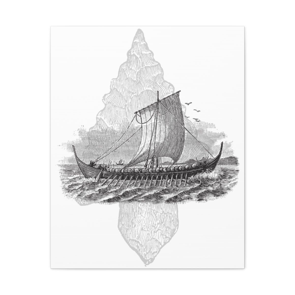 Viking Drakkar Minimalist Scandinavian Canvas - Ready to Hang - Viking Wall Art