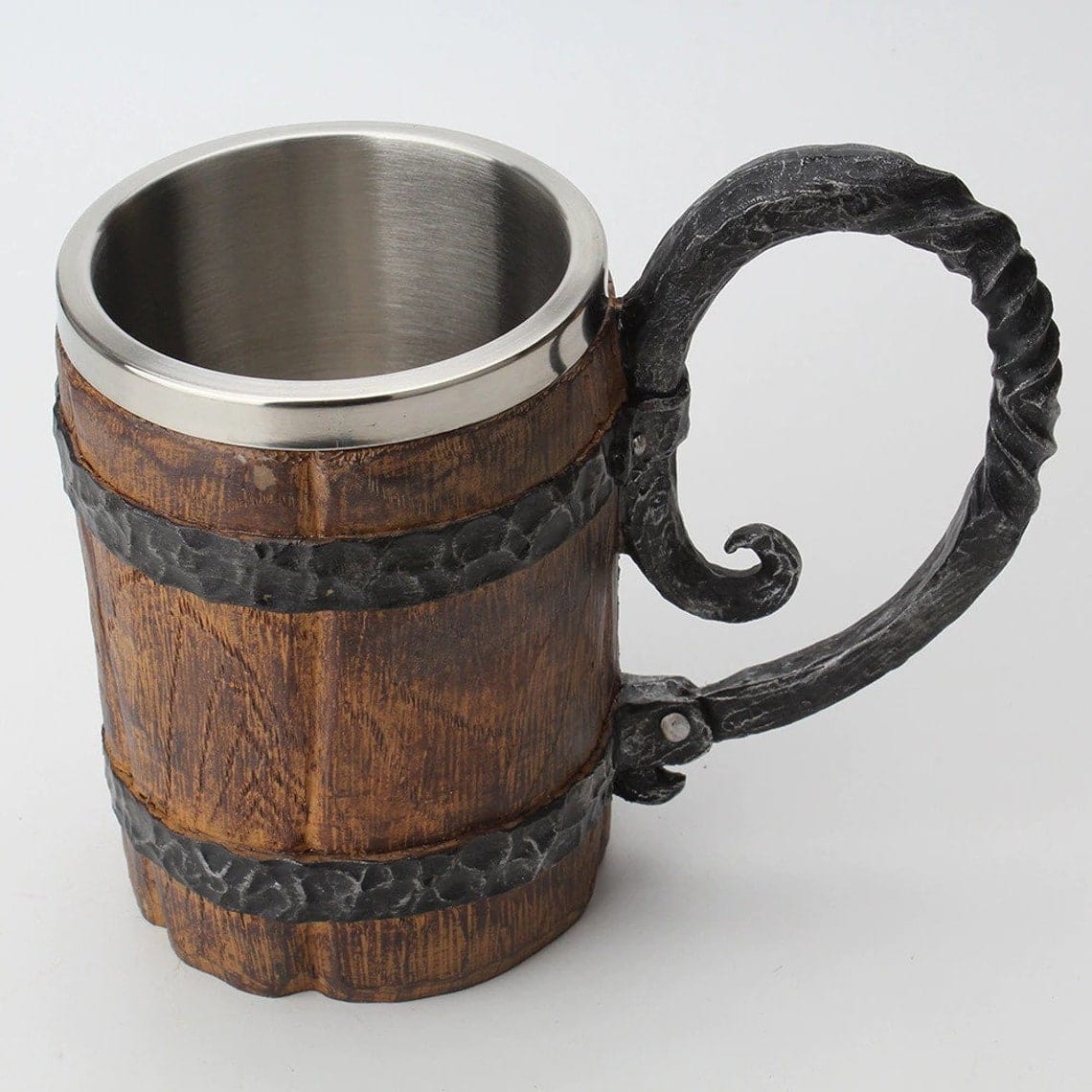 Feasting Wood and Iron Viking Tankard