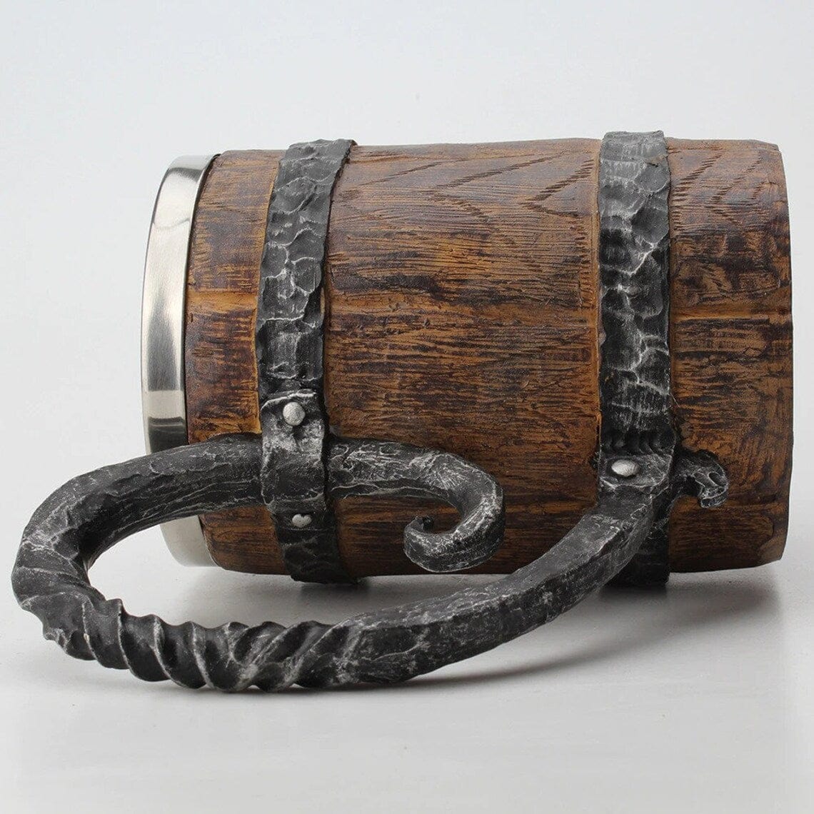 Feasting Wood and Iron Viking Tankard