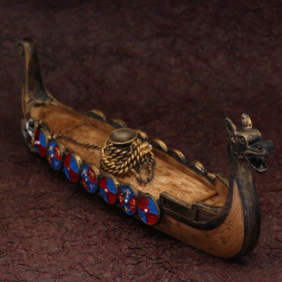 Replica Drakkar Viking Warship Incense Burner Stand Norse Decor