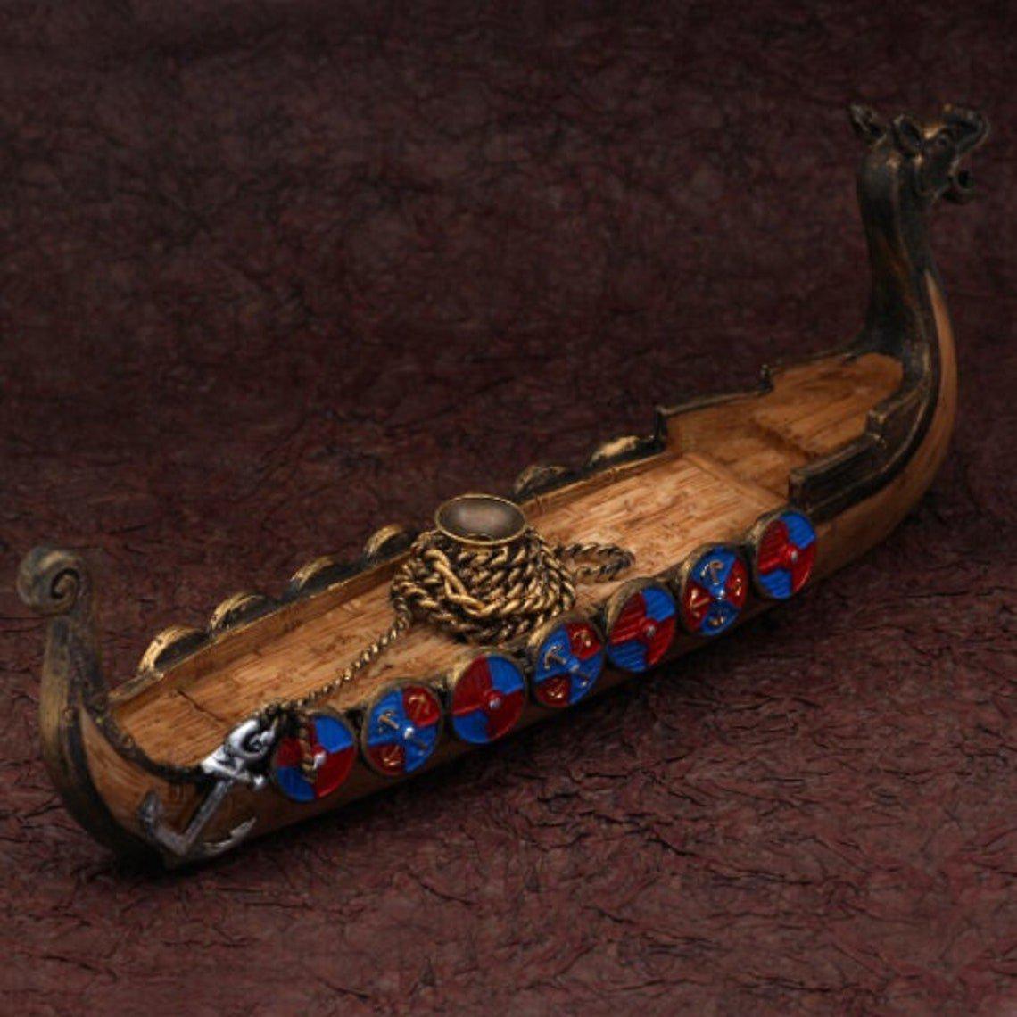 Replica Drakkar Viking Warship Incense Burner Stand Norse Decor